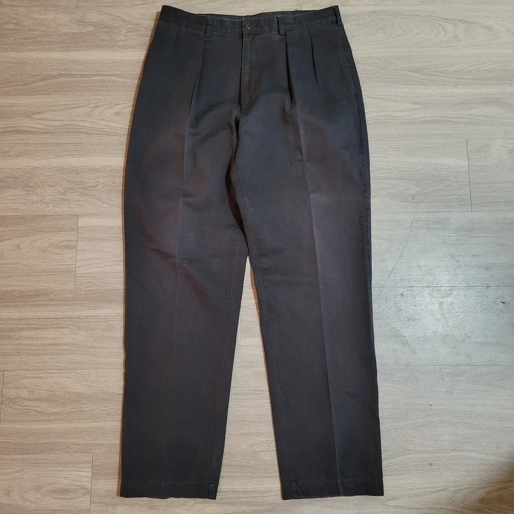 Polo Ralph Lauren Mens Black Pleated Chino Pants 100% Cotton Tag 36x34(34x33.5)